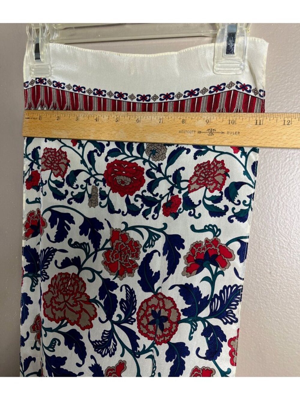 1986 Ginnie Johansen Silk Scarf Vtg Jewel Tones Floral Preppy Luxury Rectangular - Picture 5 of 7